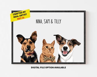 Custom Pet Portrait, Pet Portrait, Dog Portrait, Pet Portrait From a Photo, Pet Memorial Gift, Pet Gift, Digital Pet Portrait