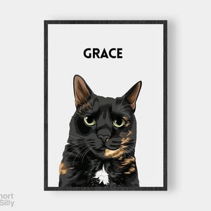 Ritratto di gatto / Ritratto di gatto personalizzato / Regalo artistico personalizzato con gatto