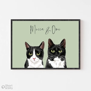 Portrait Cat | Personalized Cat Portrait | Custom Cat Art Gift