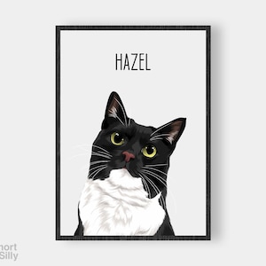Ritratto di gatto / Ritratto di gatto personalizzato / Regalo artistico personalizzato con gatto