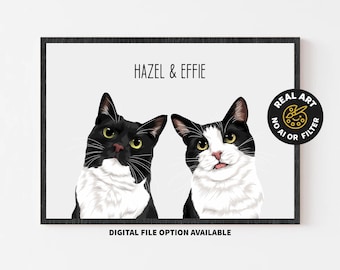 Custom Pet Portrait, Cat Painting from Photo, Cat Lover Gift (Digital File / Print / Framed Print Option)