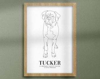 Pet Line Portrait - Painting from Photo, Dog Line Art, Digital Print, Cat Drawing