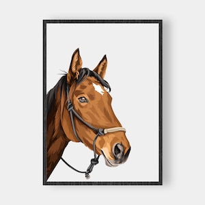 Horse Portrait, Custom Horse Portrait From Photo, Horse Gift, New Horse Gift, Gifts for Horse Lovers,  Equestrian Portrait, FAST PROCESSING