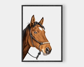 Horse Portrait, Custom Horse Portrait From Photo, Horse Gift, New Horse Gift, Gifts for Horse Lovers,  Equestrian Portrait, FAST PROCESSING