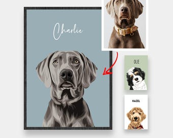 Custom Dog Portrait | Custom Pet Portrait From Your Photo | Personalized Dog Wall Art | pet portrait digital | Pet Memorial | FAST SHIPPING
