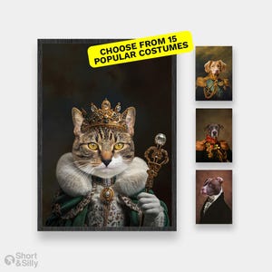 Cat Royal Pet Portrait, Renaissance Pet Portrait, Historical Pet Portrait, Birthday Gift, Regal Pet Portrait, Custom Pet Portrait