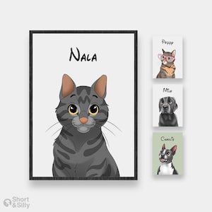 Retrato de gato / Retrato de mascota de dibujos animados personalizado / Retrato de gato y perro a partir de una foto / Estilo de dibujos animados de mascotas / Regalo de gato personalizado