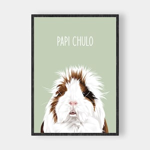 Retrato de conejillo de indias a partir de una foto, retrato de mascota, retrato de conejillo de indias personalizado, regalo de conejillo de indias, procesamiento rápido