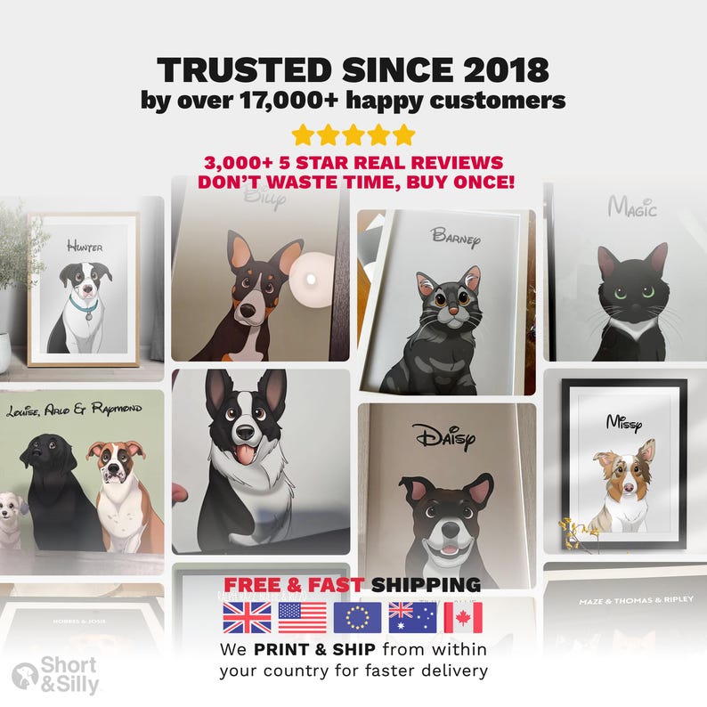 Cartoon Pet Portrait | Custom Cartoon Pet Portrait | Cat & Dog Portrait From Photo | Pet Cartoon Style | Custom Cat Gift image 10