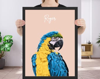 Bird Portrait, Custom Bird Portrait, Parrot Portrait, Custom Parrot Portrait, Parrot Gift, Personalized Parrot Art, Parrot Illustration