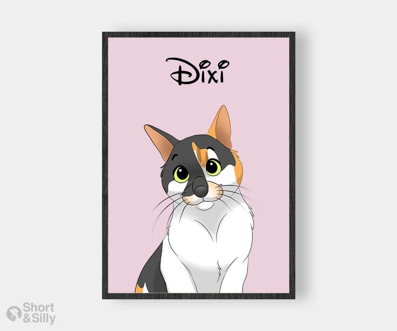 Cartoon Pet Portrait | Custom Cartoon Pet Portrait | Cat & Dog Portrait From Photo | Pet Cartoon Style | Custom Cat Gift image 5