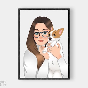 Benutzerdefinierte Familienporträt mit Haustier, Hundeporträt-Illustration, Cartoon-Haustierporträt, Haustierporträt vom Foto, Last-Minute-Geschenk | SCHNELLER VERSAND