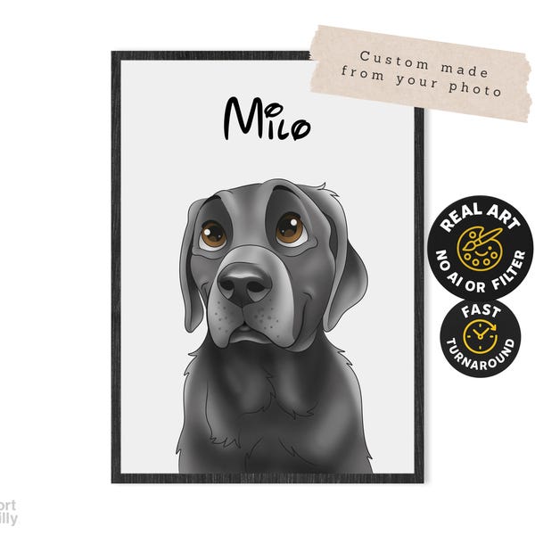 Cartoon Pet Portrait | Custom Cartoon Pet Portrait | Cat & Dog Portrait From Photo | Pet Cartoon Style | Custom Cat Gift