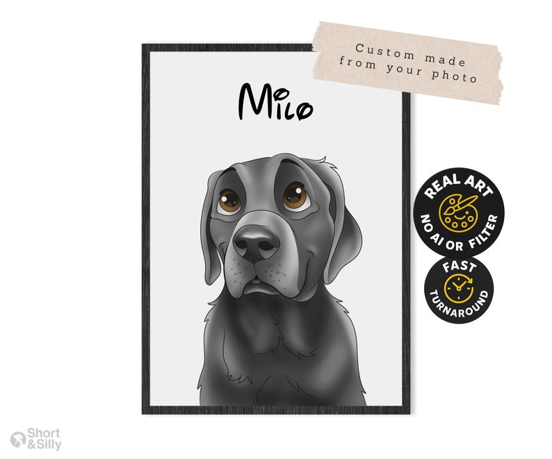 Cartoon Pet Portrait | Custom Cartoon Pet Portrait | Cat & Dog Portrait From Photo | Pet Cartoon Style | Custom Cat Gift image 1