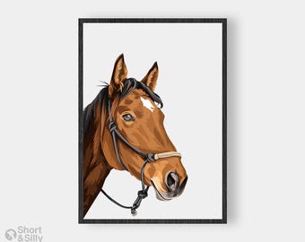 Horse Portrait, Custom Horse Portrait From Photo, Horse Gift, New Horse Gift, Gifts for Horse Lovers,  Equestrian Portrait, FAST PROCESSING