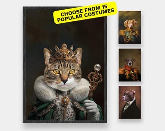 Cat Royal Pet Portrait, Renaissance Pet Portrait, Historical Pet Portrait, Birthday Gift, Regal Pet Portrait, Custom Pet Portrait