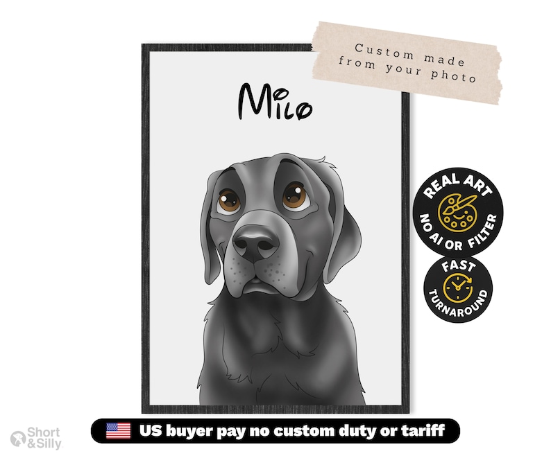 Cartoon Pet Portrait | Custom Cartoon Pet Portrait | Cat & Dog Portrait From Photo | Pet Cartoon Style | Custom Cat Gift image 1