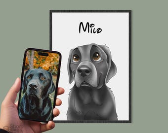 Custom Cartoon Pet Portrait from Photo, Dog or Cat Digital Pet Illustration, Cute Pet Gift for Animal Lovers | FAST SHIPPING