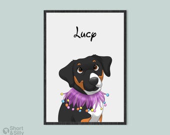 Custom Cartoon Pet Portrait from Photo, Dog or Cat Digital Pet Illustration, Cute Pet Gift for Animal Lovers | FAST SHIPPING