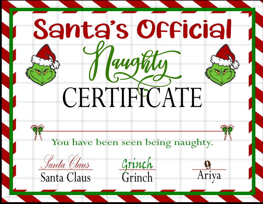Naughty Certificate - Etsy