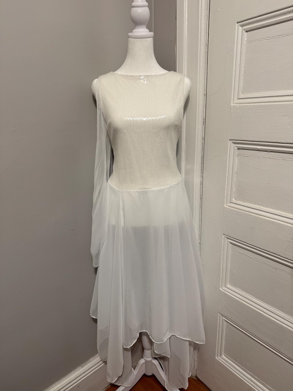 White sequin praise dance dress | vestido blanco de lentejuelas para danza de alabanza