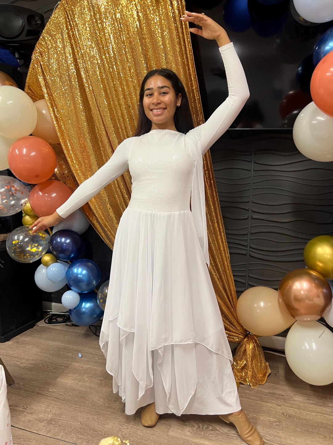 Women's Long Sleeve Color Block Lyrical Dance Dress Liturgical Praise Wear Praise Dance Dress Women's Long Sleeve Color Block Lyrical Dance Dress Liturgical Praise Wear Praise Dance Dress