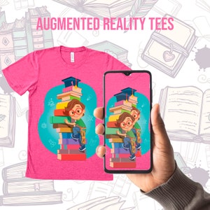 Fun Shirt for book clubs and book lovers! Augmented Reality Tee, Bookworm Omar, Gift for Book Lovers, Virtual Reality, AR Graphic Tees