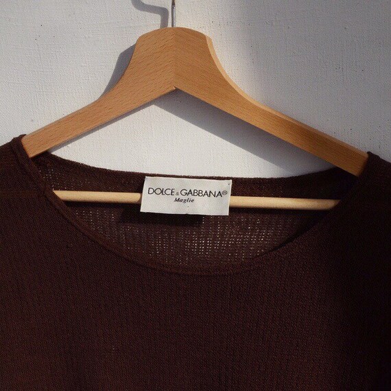 DOLCE&GABBANA crochet vintage tee top blouse brown