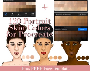 Procreate Skin Tones Color Palette, Procreate Skin Swatches for Fashion Illustration, Light to Dark Skin Shade Swatches, Realistic Skin Tone