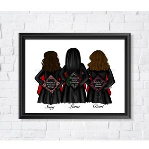 3 Friends Graduation Art Print, University Graduation Keepsake Gift ...