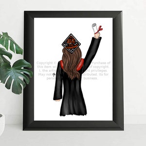 Graduation Print - Es ist nur der Anfang. Ich bin nicht aufzuhalten. Modeillustration für Uni-Abgänger, Bachelor-, Master-, PhD-Grade