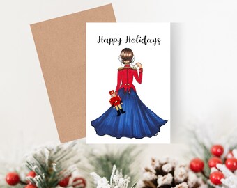 Nutcracker Christmas Card for Granddaughter Daughter - Printable Clara Holiday Greeting Card - Instant Download, Happy Holiday Winter Card