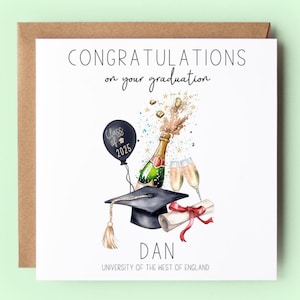Tarjeta de felicitación de graduación personalizada, tarjeta de graduación 2025, clase de 2025, tarjeta de graduación, tarjeta universitaria, uni, tarjeta de celebración