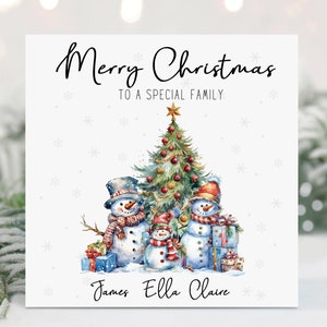 Personalised Family Christmas Card, Family Christmas Card, Snowmen, Snowman Family, Special Family Card, Personalised Christmas Card, Family