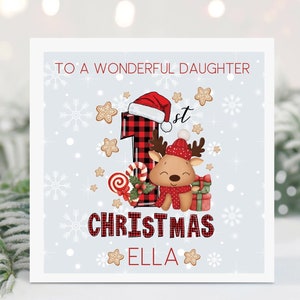 Baby&#39;s First Christmas, 1st Christmas, Personalised Christmas Card, Christmas Card for Daughter, Granddaughter, Niece, First Christmas Card