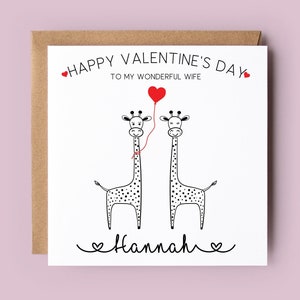 Biglietto di San Valentino per moglie, fidanzata, fidanzata, partner, biglietto di San Valentino personalizzato, giraffe, biglietto giraffa, biglietto di San Valentino