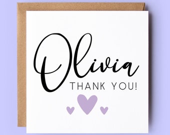 Thank You Card, Personalised Thank you Card, Thank You for Everything, Hearts, Thank You, Thank You So Much, Many Thanks, Thank You Note