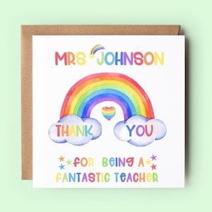 Tarjeta de maestro de agradecimiento, tarjeta de maestro personalizada, tarjeta de maestro, regalo de maestro, tarjeta arco iris, apreciación del maestro, tarjeta de agradecimiento, maestro