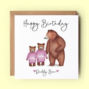 Tarjeta de cumpleaños personalizada, tarjeta de cumpleaños de papá, papá, papá oso, feliz cumpleaños, tarjeta de oso, para papá, para papá, de hijo, de hija