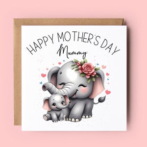 Carte fête des mères, fête des mères, carte pour maman, maman, maman, maman, carte éléphant, éléphants, bonne fête des mères, cadeau fête des mères, pour elle