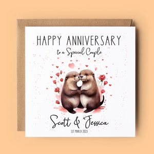 Tarjeta de Aniversario, Tarjeta de Aniversario Personalizada, Tarjeta de Nutria, Nutrias, Aniversario de Boda, Aniversario, Feliz Aniversario, Tarjeta de Pareja Especial