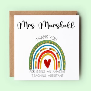 Tarjeta de asistente de enseñanza de agradecimiento, tarjeta de asistente de maestro personalizada, tarjeta de maestro, maestro, arco iris, apreciación del maestro, tarjeta de agradecimiento