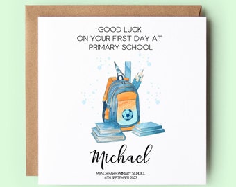 First Day of School Card, Personalised First Day at  School, Primary School, Secondary School, School, Back to School, Starting School