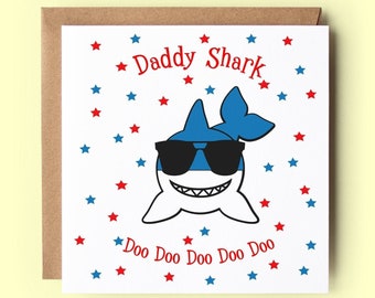 Daddy Birthday Card, Birthday Card, Dad Birthday Card, Daddy Shark, Birthday Card For Him, Funny Birthday Card, Happy Birthday, Shark Card