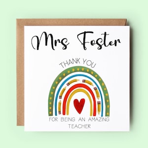 Tarjeta de maestro de agradecimiento, tarjeta de maestro personalizada, tarjeta de maestro, regalo de maestro, tarjeta arco iris, apreciación del maestro, tarjeta de agradecimiento, maestro