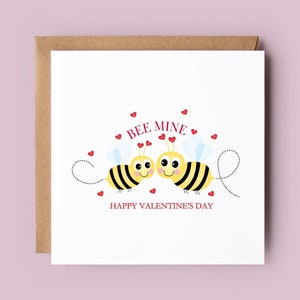 Valentine Card For Him, For Her, Bee Mine, Bees, Valentine&#39;s Day Card, Valentine&#39;s Day, Happy Valentine&#39;s Day, Love Card, Valentine&#39;s Day
