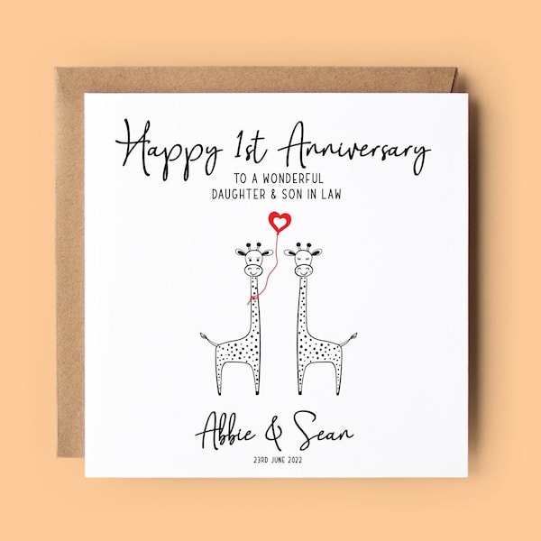 Personalised Daughter & Son in Law 1st Anniversary Card - Etsy