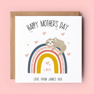Tarjeta del Día de la Madre, Día de la Madre, Perezosos, Tarjeta Perezosa, Arco Iris, Madre, Mamá, Mamá, Mamá, Mamá, Feliz Día de la Madre, Regalo del Día de la Madre