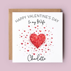 Valentinstagskarte, personalisierte Valentinstagskarte für Frau, Verlobte, Freundin, Partner, Valentinstagskarte, rote Herzen, Herzen, Valentinstag