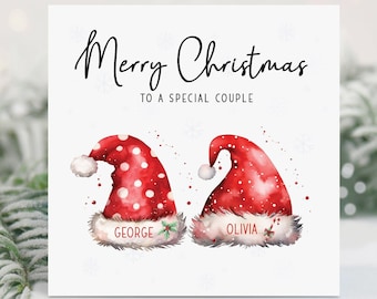 Couple Christmas Card, Personalised Special Couple Christmas Card, Santa Hats, Special Couple, Couple Card, Personalised Names, Christmas